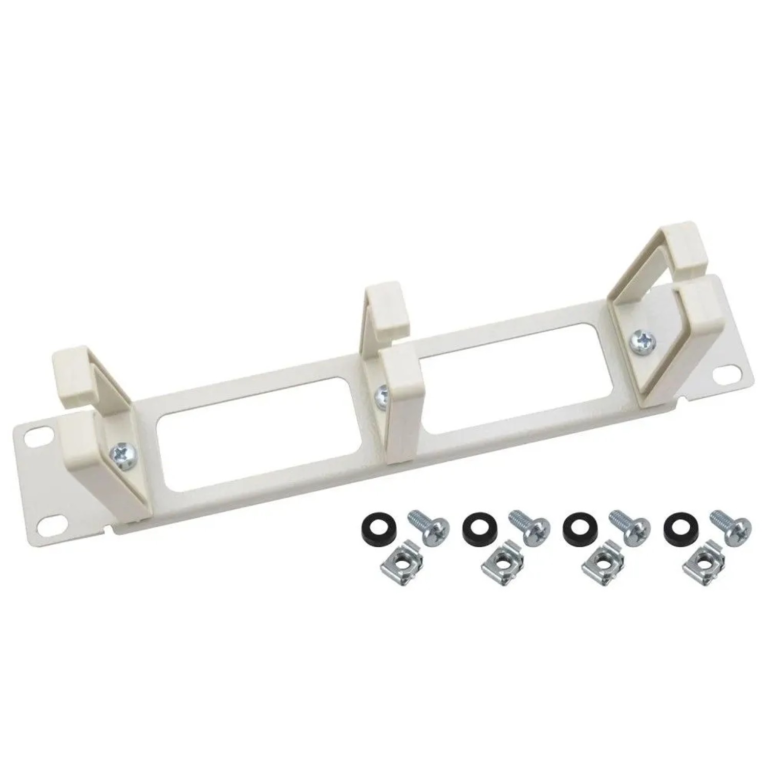 HMF 63353 Rangierpanel mit 3 Ringen für Serverschrank 10 Zoll 1 HE Lichtgrau
