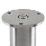 SOTECH Möbelfuß ALPHA aus gebürstetem Aluminium, 150 mm hoch, mit runder Montageplatte und Schraube.