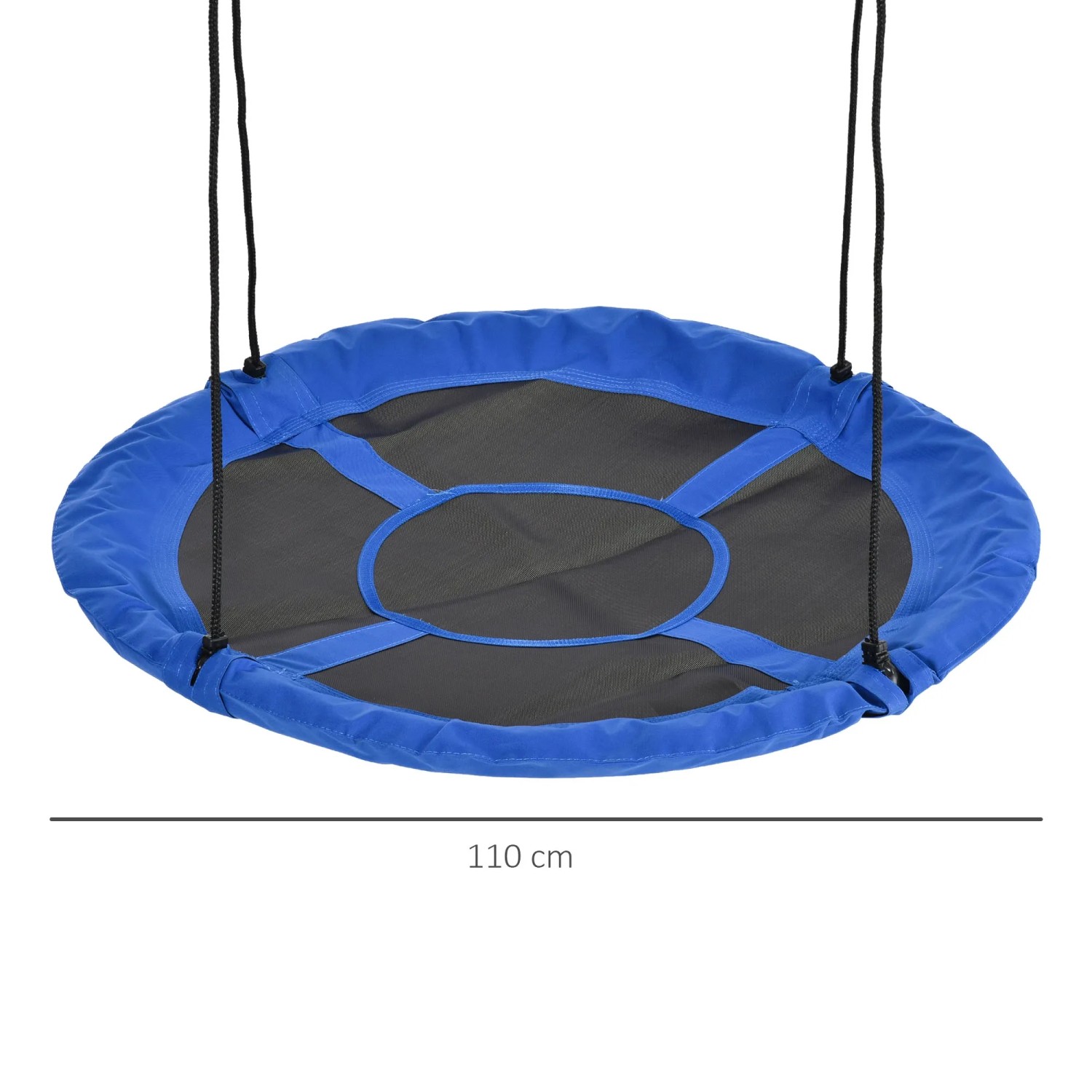 Blaue Outsunny Nestschaukel, Ø110 cm, bis 100 kg belastbar, verstellbare Seile.
