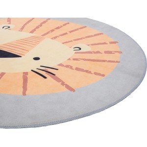 Runder Kinderteppich mit Löwenprint, Safari Adventure Design, Ø 100 cm.