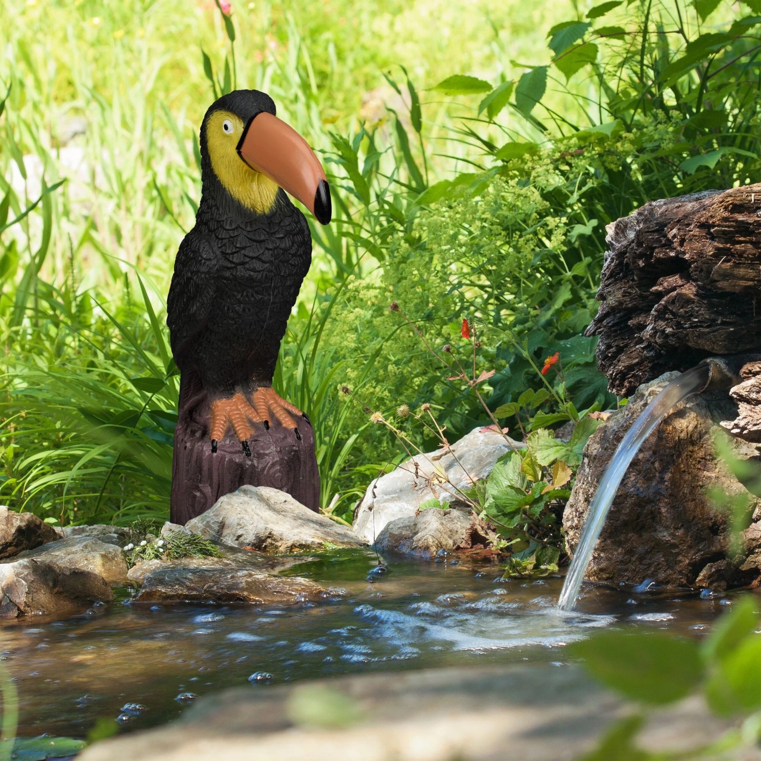 Relaxdays Gartenfigur Tukan Kunststoff Schwarz Braun Gelb Befüllbar Wetterfest 35 cm x 10 cm x 19 cm 290 g_2