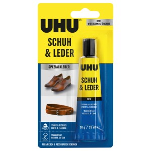 Uhu Schuh- & Lederkleber, 30g Tube, Spezialkleber für Reparaturen an Schuhen und Lederwaren.