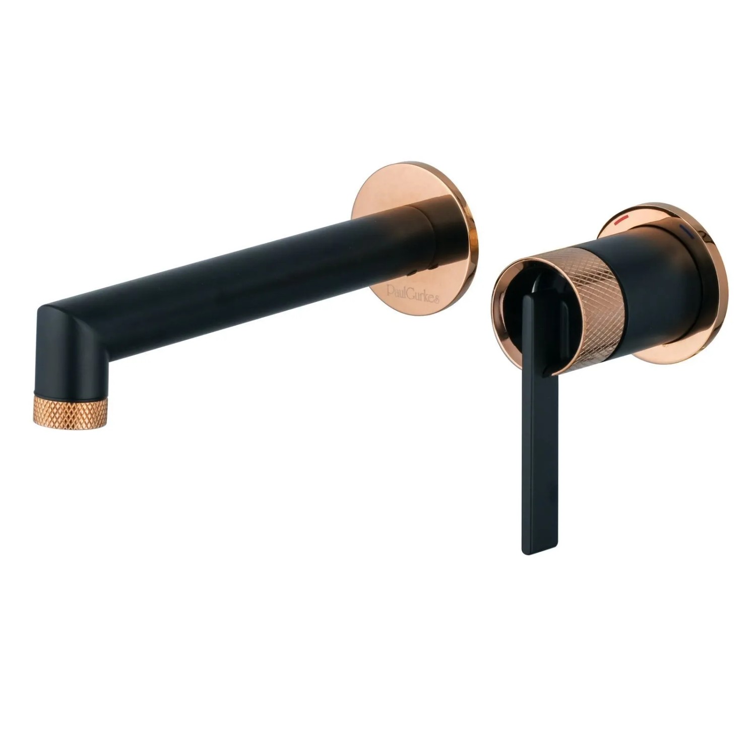 PaulGurkes 2-Loch Waschtischarmatur Matt-Schwarz Rose-Gold Unterputz