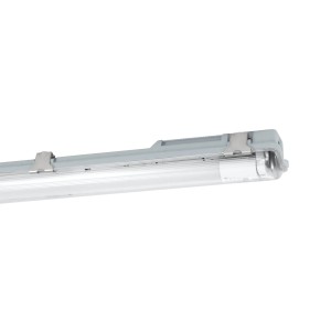 Graue Eglo LED-Feuchtraumleuchte Basic Plus, 1-flammig, 156 cm, für Bad und Keller geeignet.