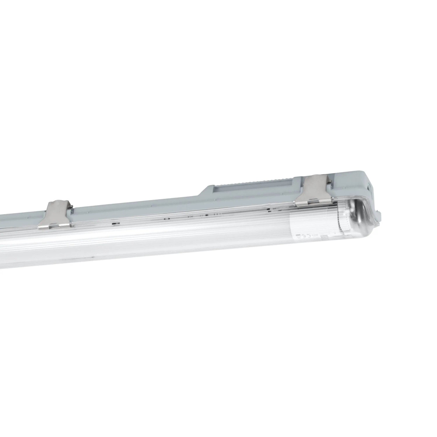 Graue Eglo LED-Feuchtraumleuchte Basic Plus, 1-flammig, 156 cm, für Bad und Keller geeignet.