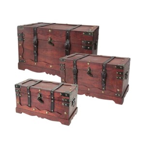 HMF 6400700 Schatztruhe Schatzkiste Holztruhe Schloss 3er Set Versch Größen Frankreich