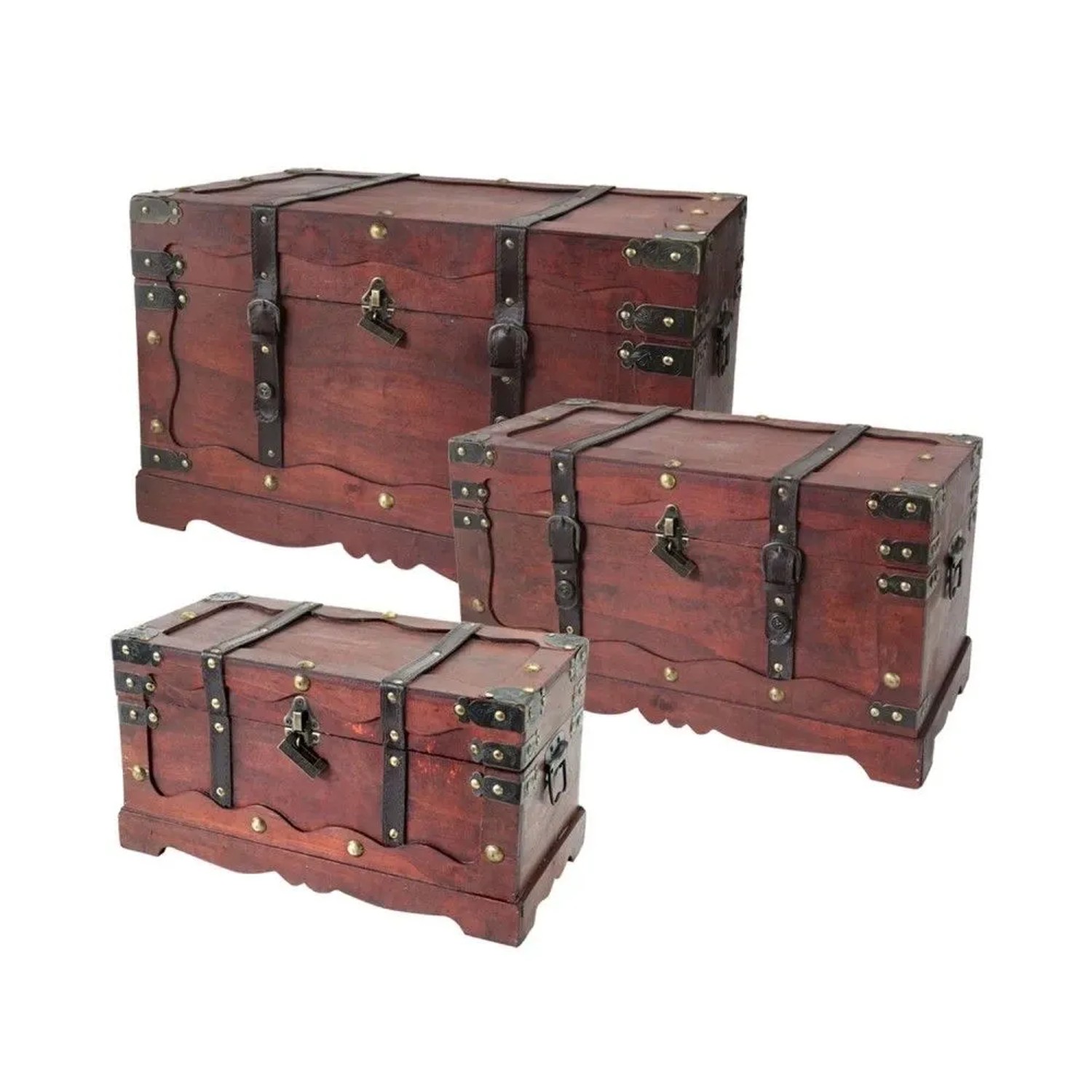 HMF 6400700 Schatztruhe Schatzkiste Holztruhe Schloss 3er Set Versch Größen Frankreich