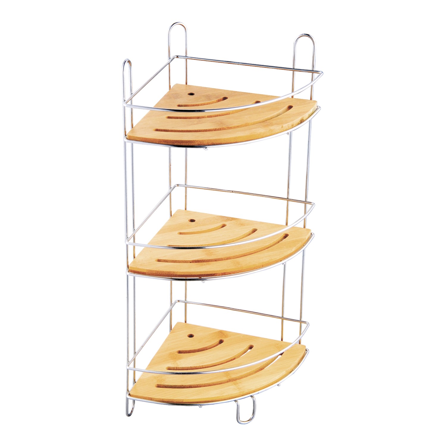 MSV Eck-Duschregal Joy 3 Ebenen 19,5 cm x 19,5 cm x 48,5 cm Braun-Silber günstig online kaufen