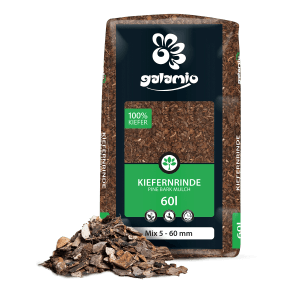 Galamio Kiefernrinde Mix, 60l Sack Rindenmulch. Bodenabdeckung zur Unkrauthemmung und Belüftung.