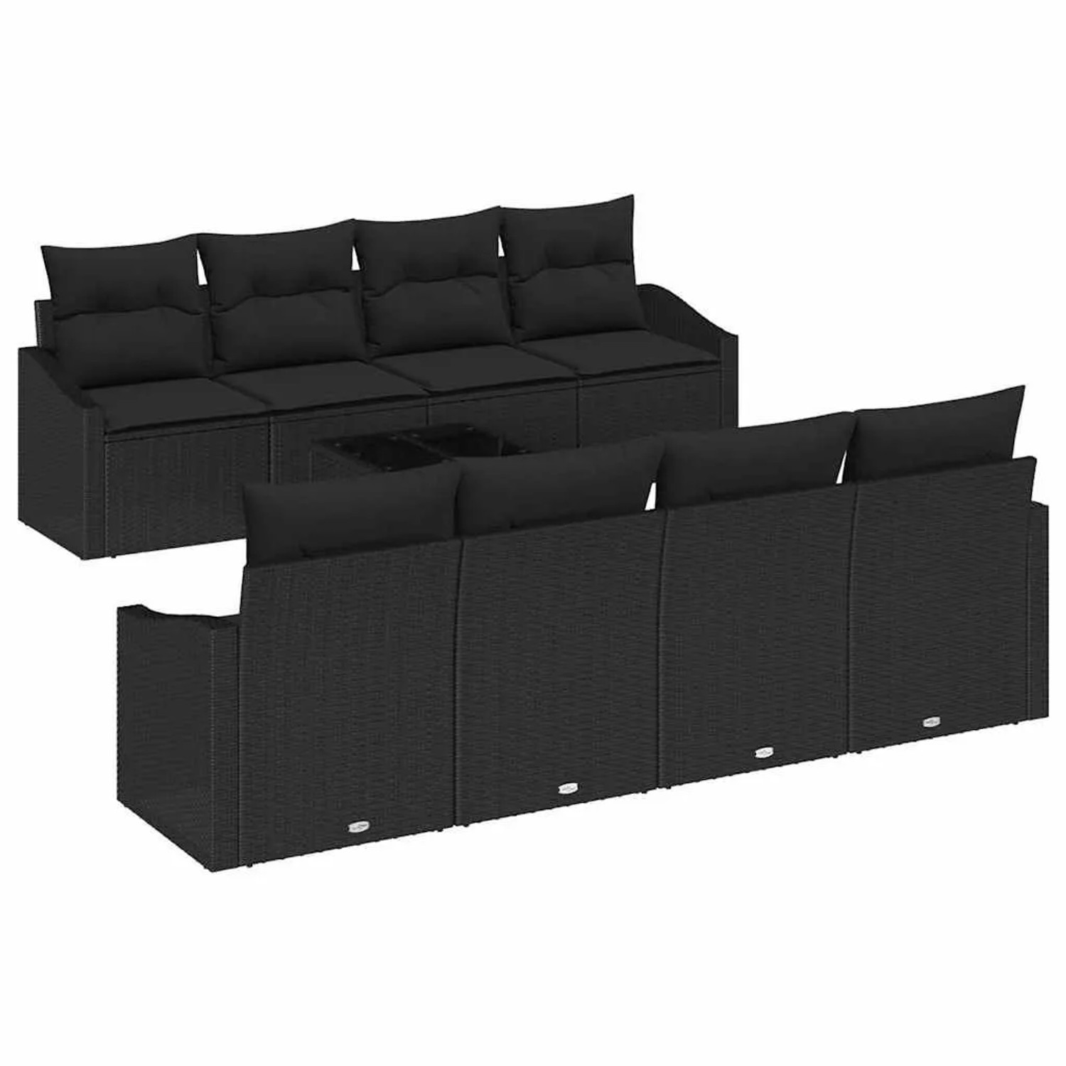 vidaXL Sofa Set mit Kissen 9-Tlg Schwarz Poly-Rattan 3346653 günstig online kaufen