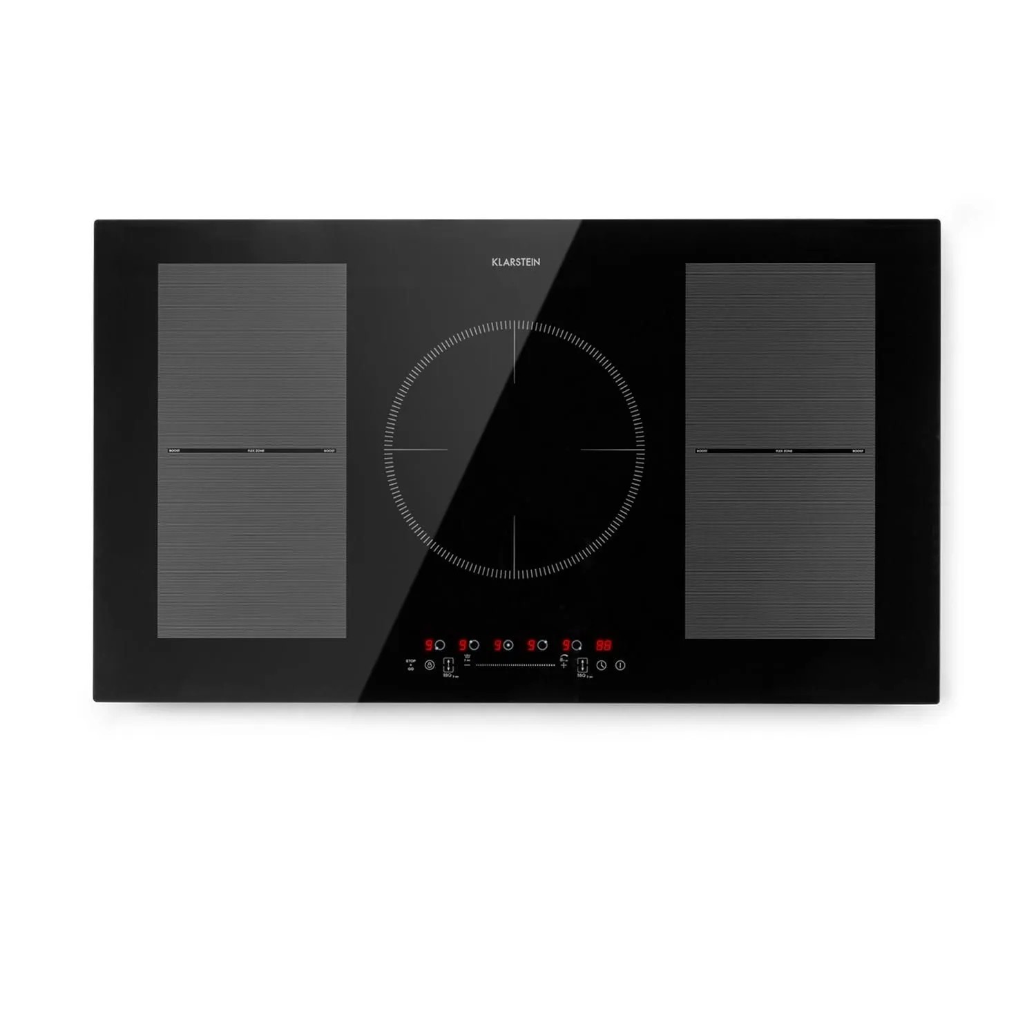 Klarstein Delicatessa 90 Flex Einbaukochfeld Induktion 5 Zonen 7400 W Autark Schwarzes Glas