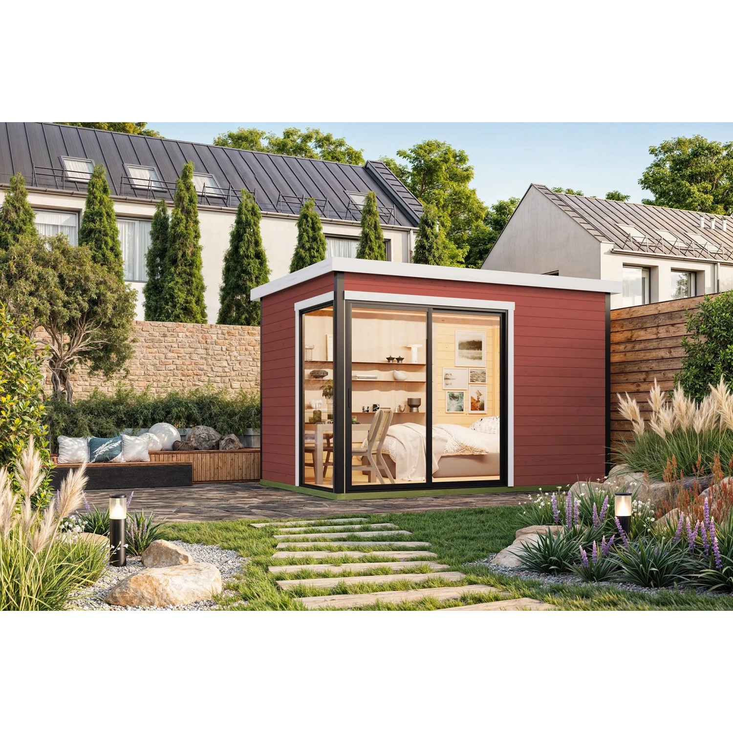 Lasita Gartenhaus Austin 2 Schwedenrot 360 cm x 240 cm