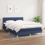Blaues vidaXL Boxspringbett (140x190 cm) mit Matratze und Stoffbezug.