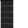 Schwarze Glasschiebetür mit Blockstreifen, Komplettset mit Softclose und Stabgriff.