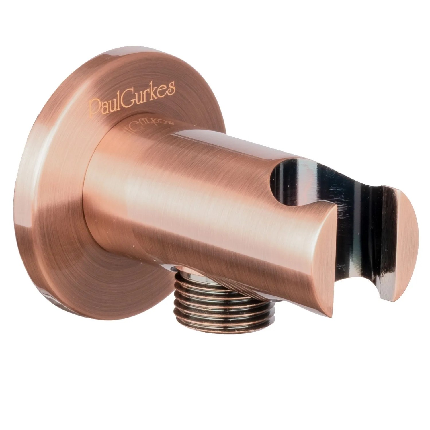 PaulGurkes Wandanschlussbogen mit Brausehalter Antik Kupfer Nostalgie Rote Bronze