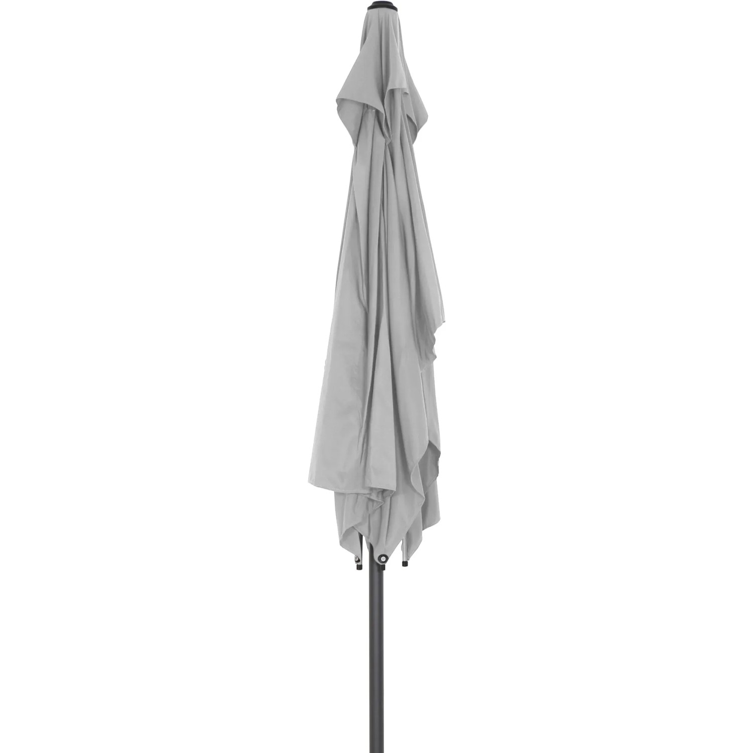 Grauer Siena Garden Marktschirm (200x300 cm) mit Knickfunktion, geschlossen.
