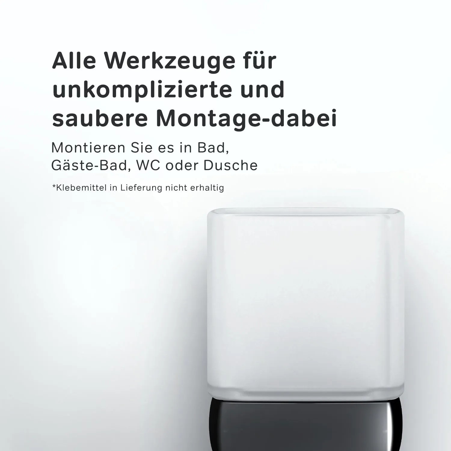 AM.PM Zahnbürstenhalter Gem Schwarz mit Wandhalterung. Schwarzer Sockel, satinierter Glasbecher.