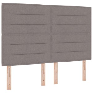 vidaXL LED Kopfteil, taupe, gepolstert mit Polyester, horizontale Steppung, 144 cm breit, für Betten.