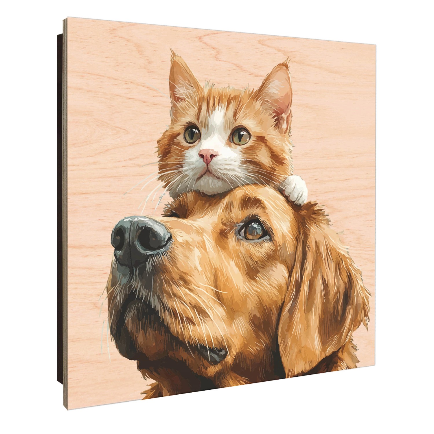 Banjado Schlüsselkasten Holz, 30x30cm, Motiv Freundschaft in Fell. Schlüsselaufbewahrung mit 50 Haken.