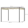 Beige Outsunny Pergola aus Metall und Polyester, 298x297x221cm, für Garten & Terrasse.