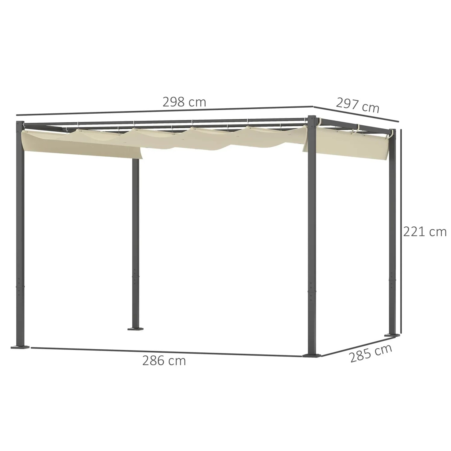 Beige Outsunny Pergola aus Metall und Polyester, 298x297x221cm, für Garten & Terrasse.