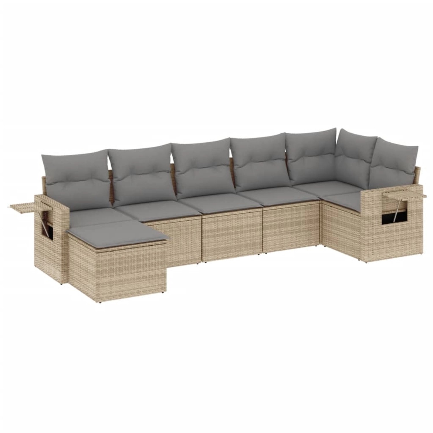 vidaXL 7-Tlg Garten-Sofagarnitur mit Kissen Beige Poly Rattan 3252816 günstig online kaufen