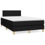 Schwarzes vidaXL Boxspringbett 120x200 cm mit Matratze und Kopfteil.