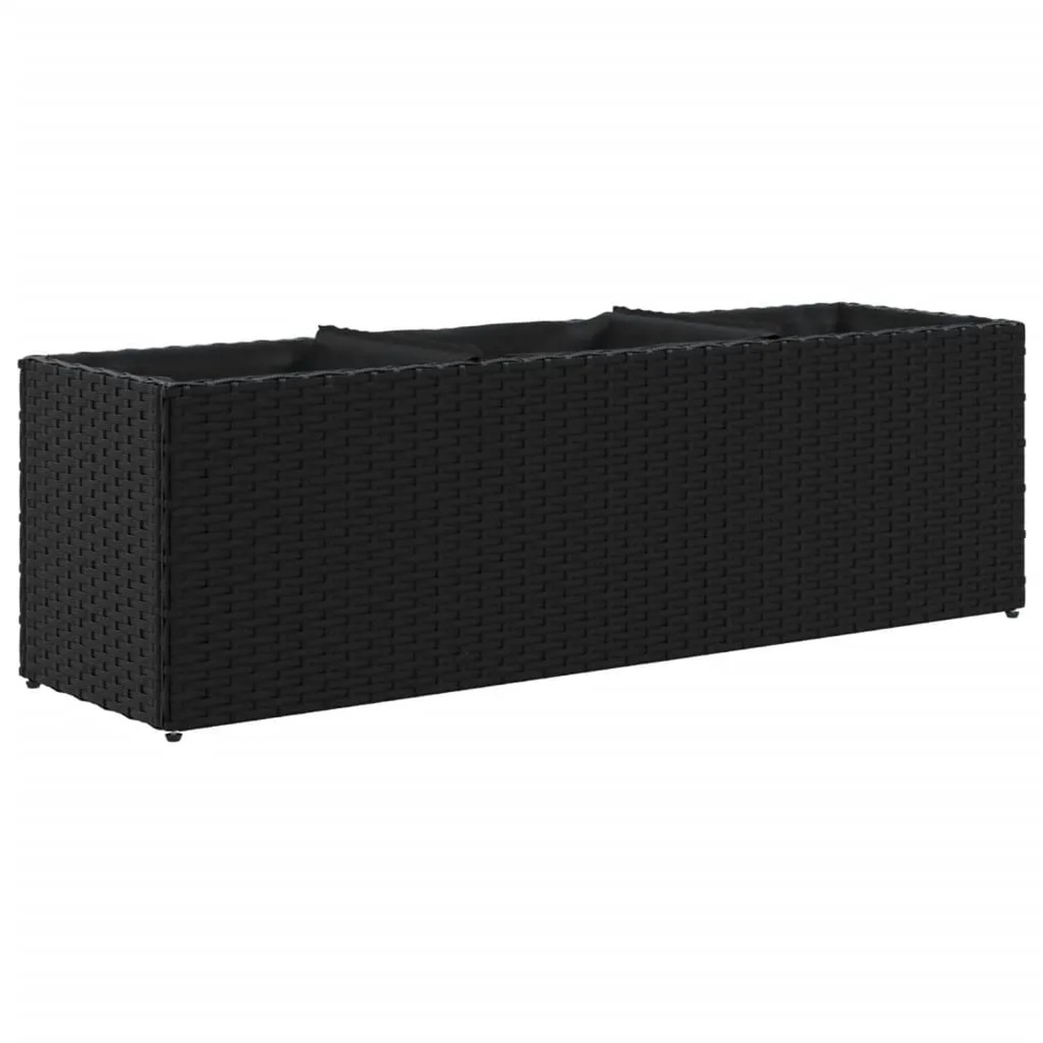 vidaXL Hochbeet mit 3 Fächern Schwarz 105x30x32 cm Poly Rattan 366416