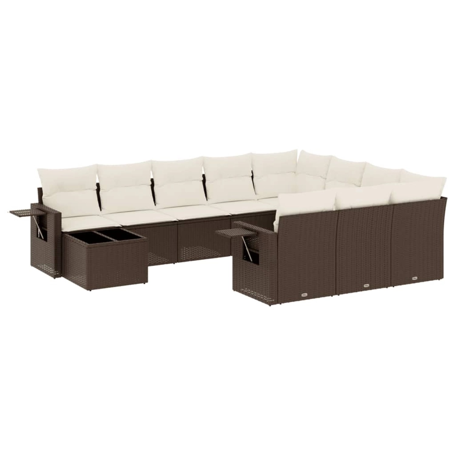 vidaXL 11-Tlg Garten-Sofagarnitur mit Kissen Braun Poly Rattan 3253070 günstig online kaufen