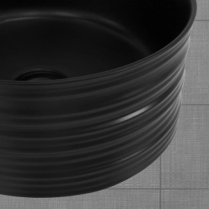 Modernes, rundes ML-Design Waschbecken in Schwarz Matt, Keramik, 41x18 cm.