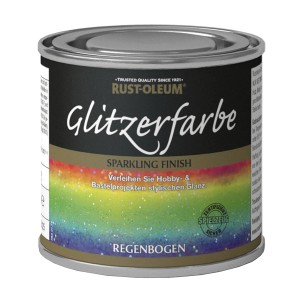 Dose Glitzerfarbe Regenbogen von Rust-Oleum für Effektfarben, ideal für Hobby- und Bastelprojekte.