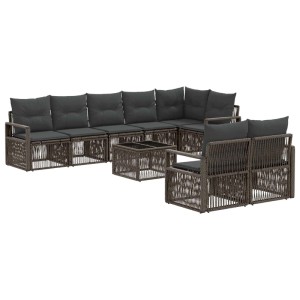 vidaXL Gartensofa-Set 9-Tlg Grau Poly-Rattan 3435776