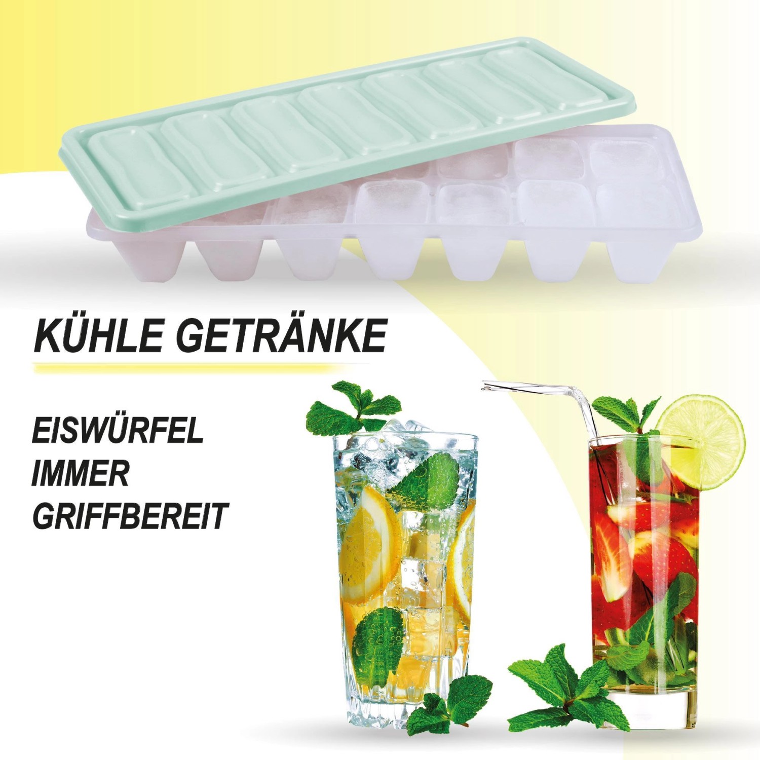 Bestgoodies Eiswürfelform, 4er Set, grün, mit Deckel. Küchenhelfer für Eiswürfel, Desserts und Mini-Popsicles.