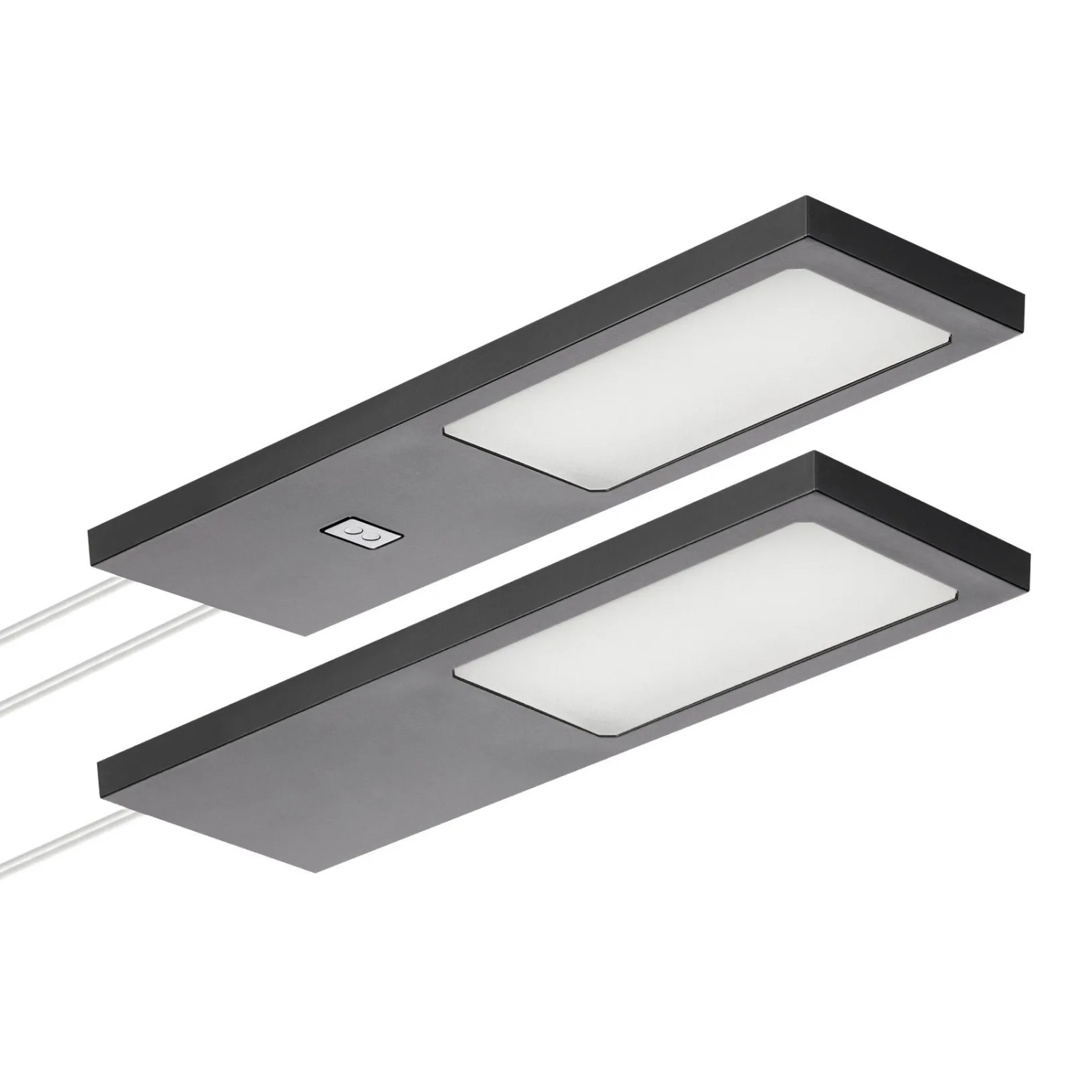 SOTECH 2er Set LED Möbelleuchten GIULIA II mit und Ohne Sensor Schwarz 4000K Neutralweiß inkl. Trafo und Verteiler