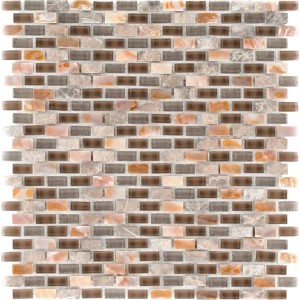 Mosaikfliese Glas Stein 5th Avenue Dark, 28,5x28,5 cm, braun, beige, grau.