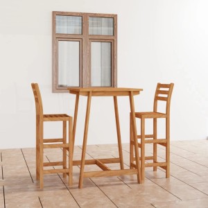 3-teiliges Gartenbar-Set aus Akazienholz: Bartisch und zwei Barstühle für Garten oder Terrasse.