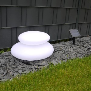 Dapo Solar Dekoleuchte Duo Stein mit Panel Kunststoff IP44