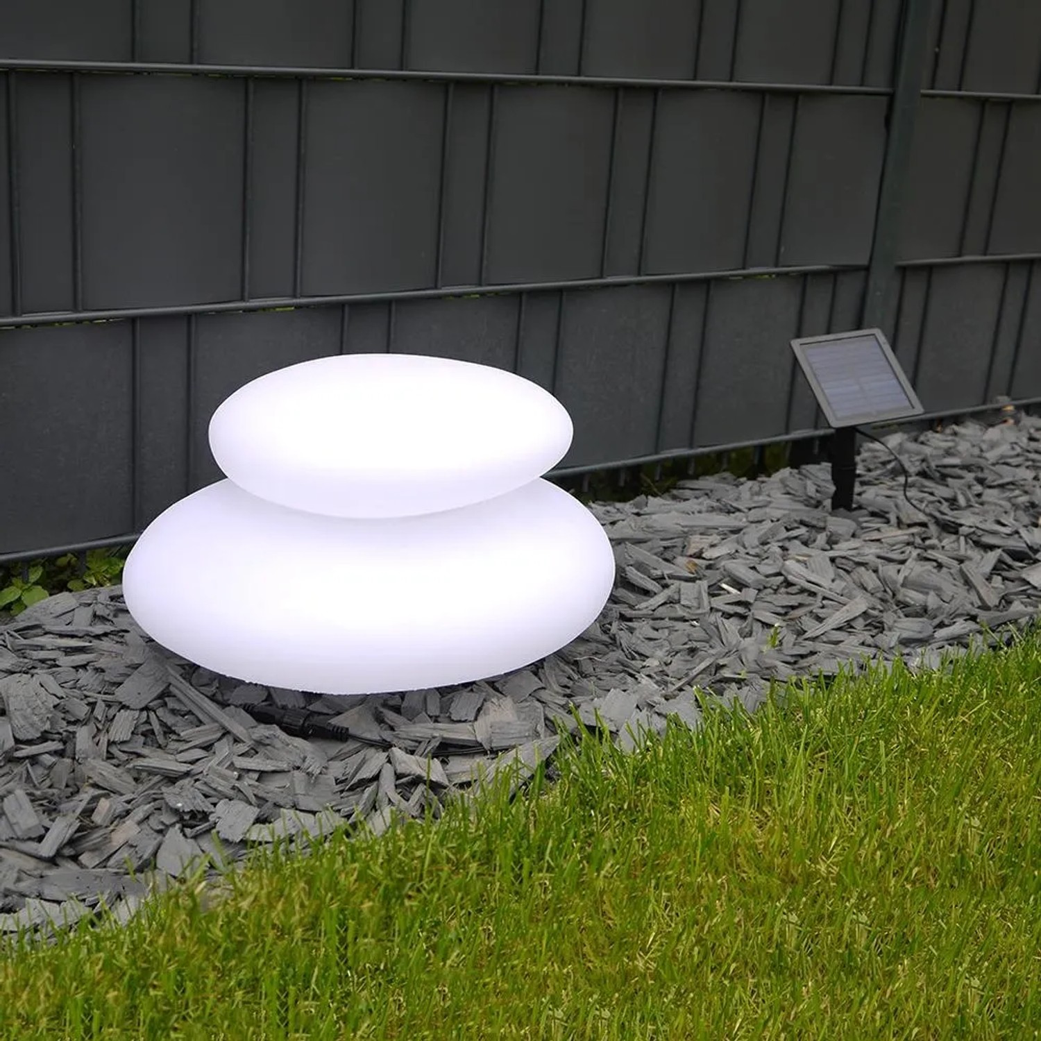 Dapo Solar Dekoleuchte Duo Stein mit Panel Kunststoff IP44_2
