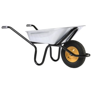 Haemmerlin Schubkarre Bau Plus, 100 l, verzinkte Mulde, Luftrad, Baugeräte.