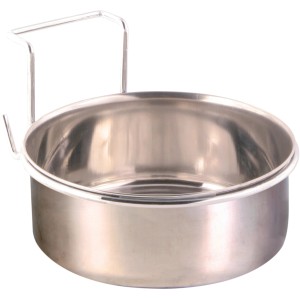 Trixie Edelstahlnapf mit Halter, 900 ml, ø 14 cm, für Vogelkäfige.