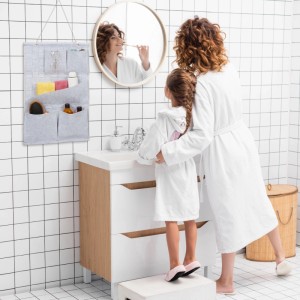 Relaxdays Hängeorganizer Filz Holz Grau 2er Set Flechtoptik 60 cm x 41 cm x 3 cm 0,28 kg