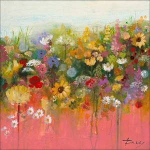 Leinwandbild Abstraction I, 50x50 cm, mit farbenfrohem Blumenmotiv für Wohnräume.