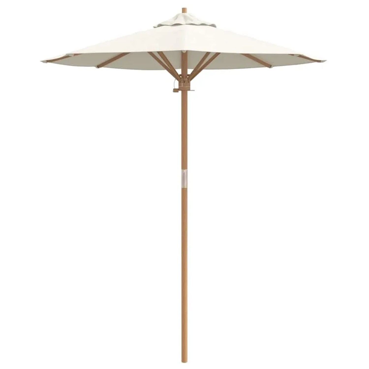Cremeweißer Gartenparasol aus Bambus, 180x180 cm. Stilvoller Marktschirm für Garten und Terrasse, bietet Sonnenschutz.