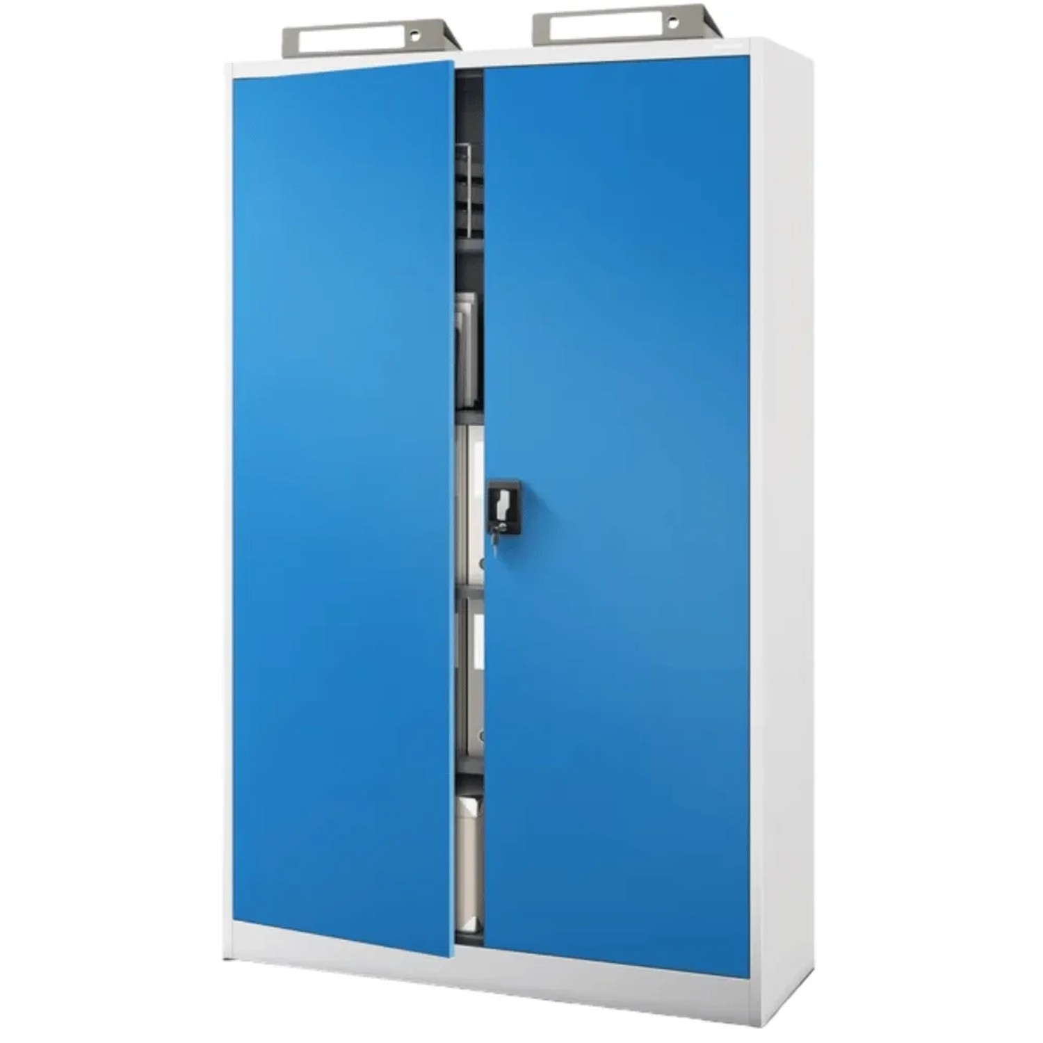 JAN NOWAK Aktenschrank Abschließbar JAN mit Flügeltüren 185 x 115 x 40 cm Grau-Blau