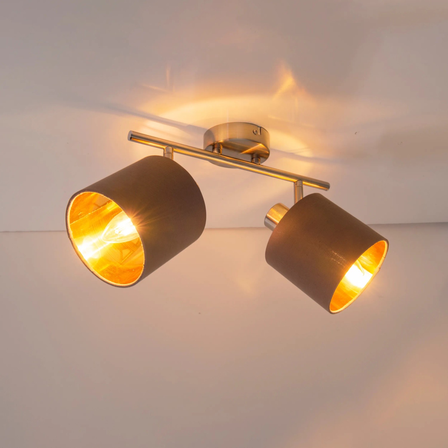 Näve Wand- und Deckenleuchte Maron, 2-flammig, mit goldfarbener Innenseite. Spots für individuelle Lichtrichtung.