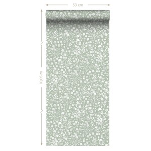 ESTAhome Vliestapete mit Blumenmuster in Mintgrün, 50x900cm. Dekorative Tapete für ein stilvolles Zuhause.