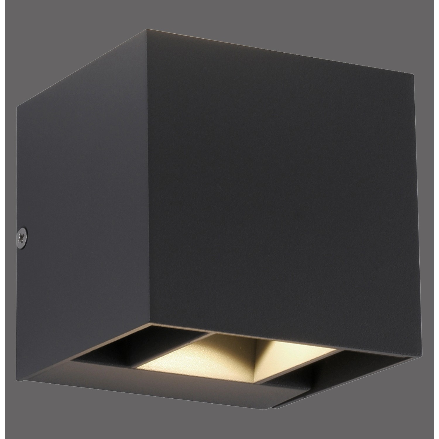 Moderne, anthrazitfarbene Paul Neuhaus LED Wandleuchte Block für den Außenbereich, 98x93 cm.