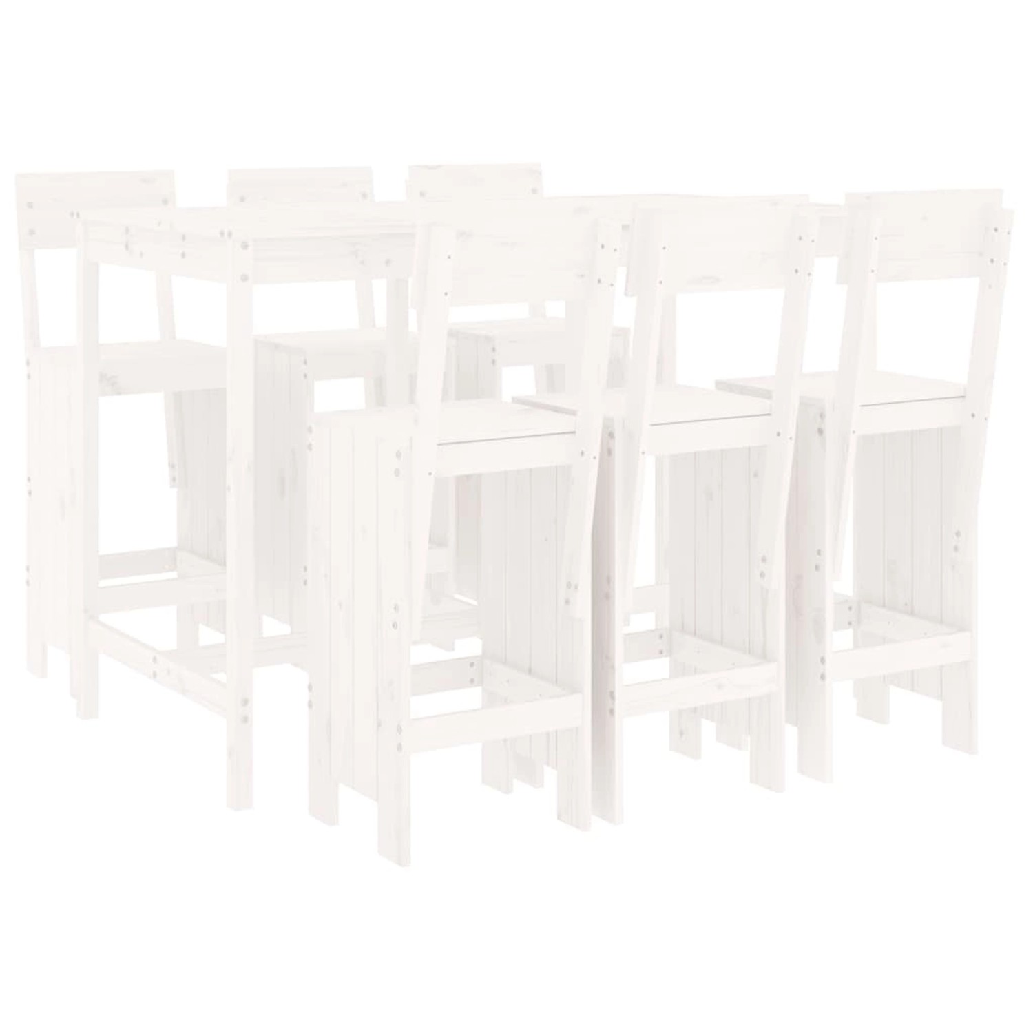 vidaXL 7-tlg Gartenbar-Set Weiß Massivholz Kiefer Modell 3