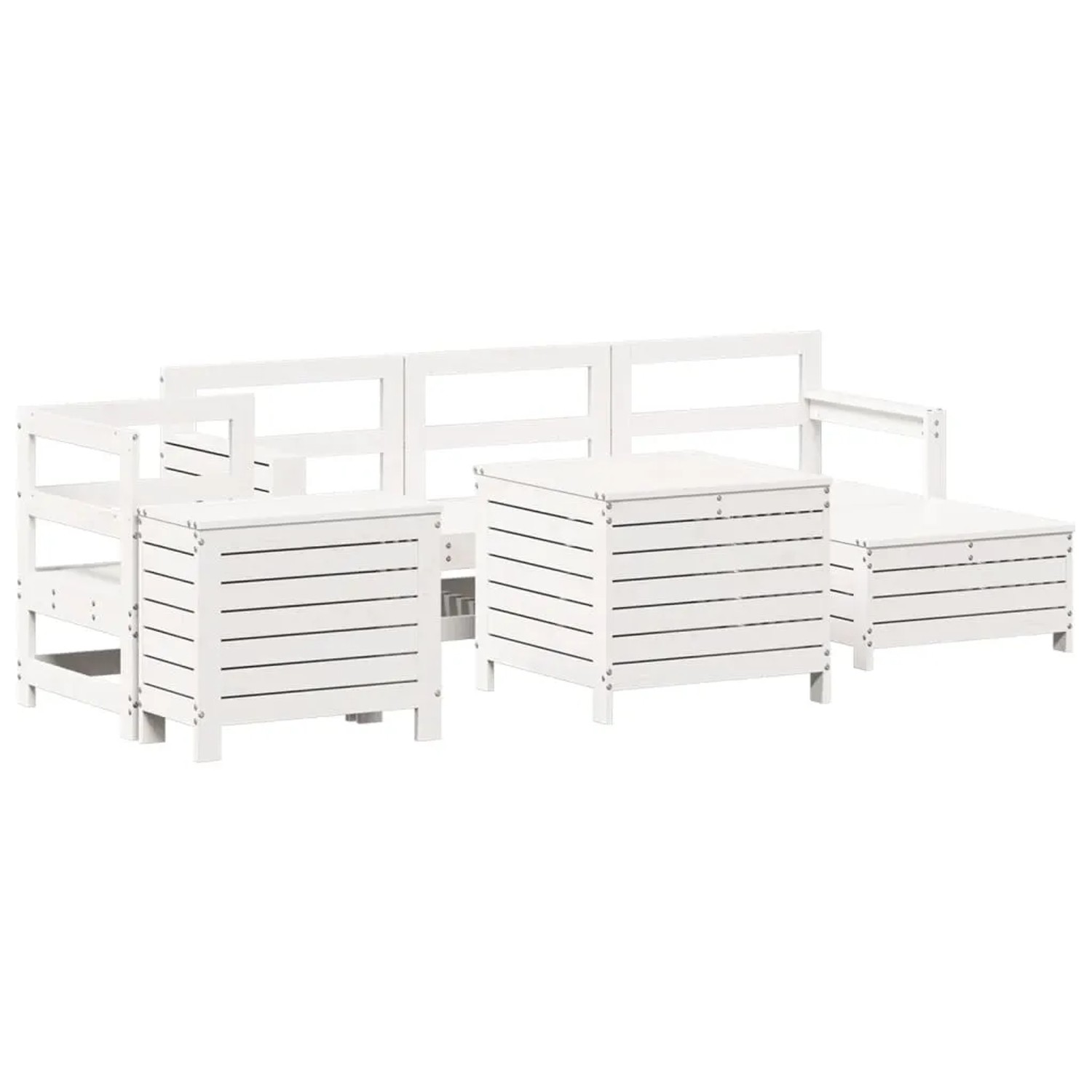 vidaXL 7-Tlg Garten-Sofagarnitur Weiß Massivholz Kiefer 3250517 günstig online kaufen