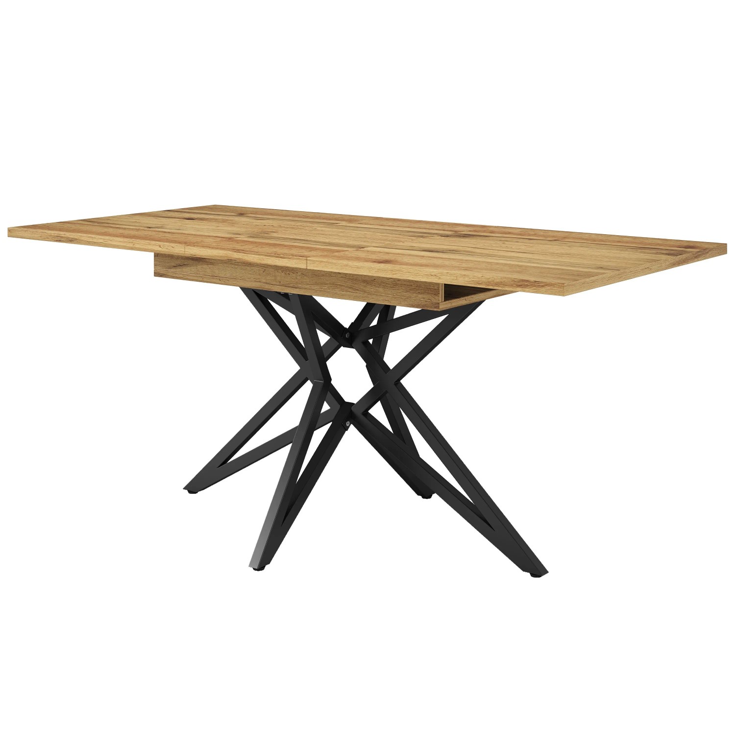 Merax Esstisch 120x160x80 cm Walnuss Marmoroptik Ausziehbar Schwarze Eisenbeine